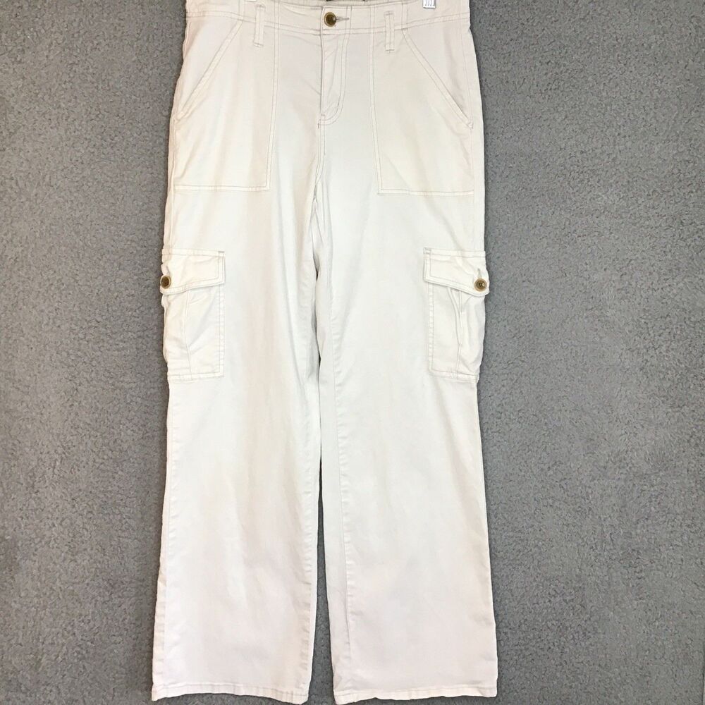 Vintage Y2K ROXY Cargo Pants Womens M Beige Low Rise Retro Grunge Skater Punk